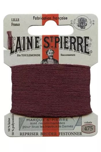 Laine St. Pierre darning wool card no. 475 - burgundy