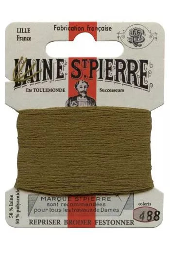 Laine St. Pierre darning wool card no. 488 - khaki