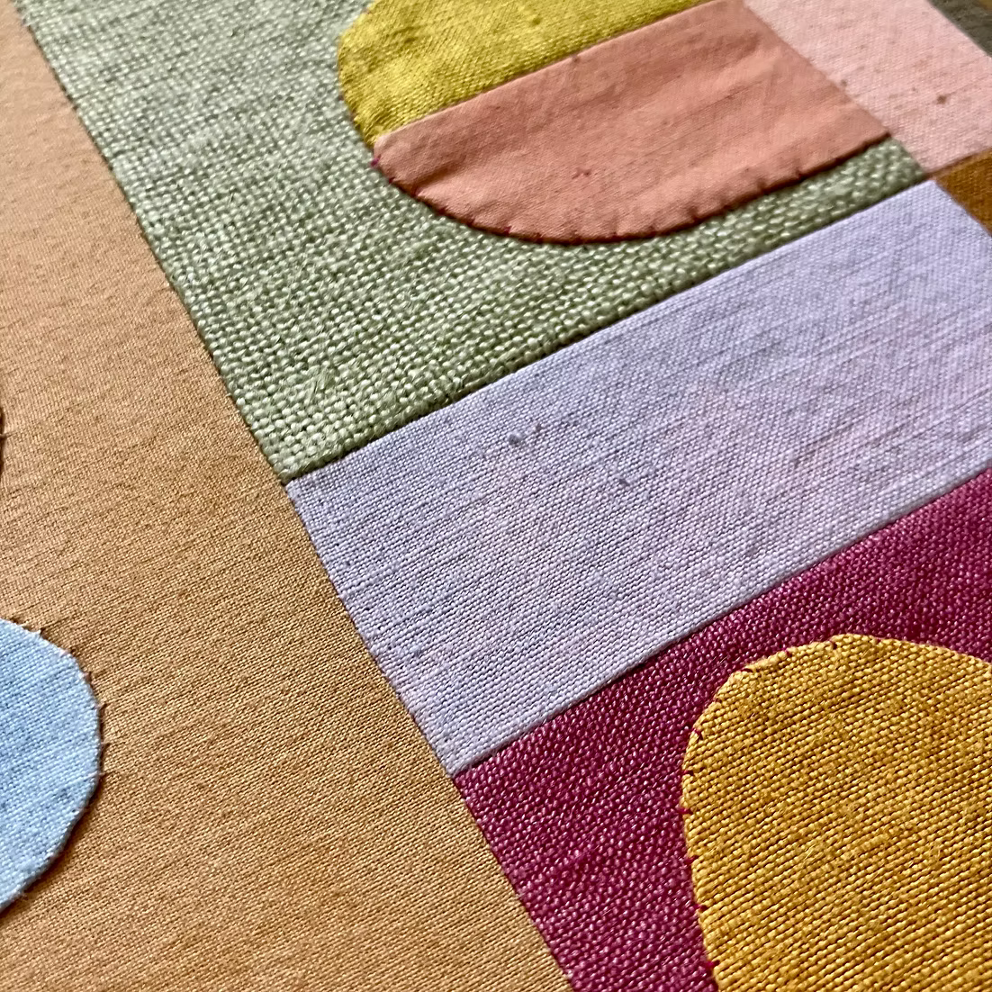 Wholecloth Studio - Small Patchwork Painting - Celadon/Peach