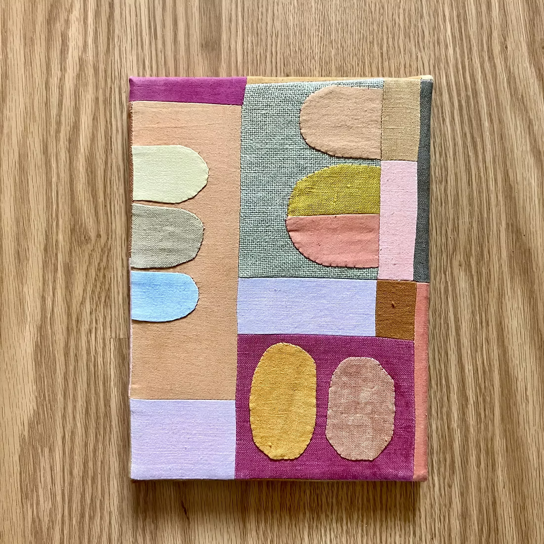 Wholecloth Studio - Small Patchwork Painting - Celadon/Peach