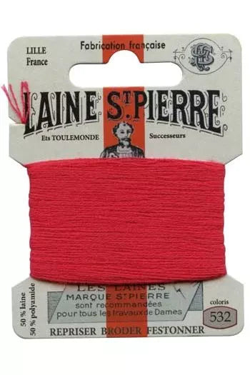 Laine St. Pierre darning wool card no. 532 - raspberry