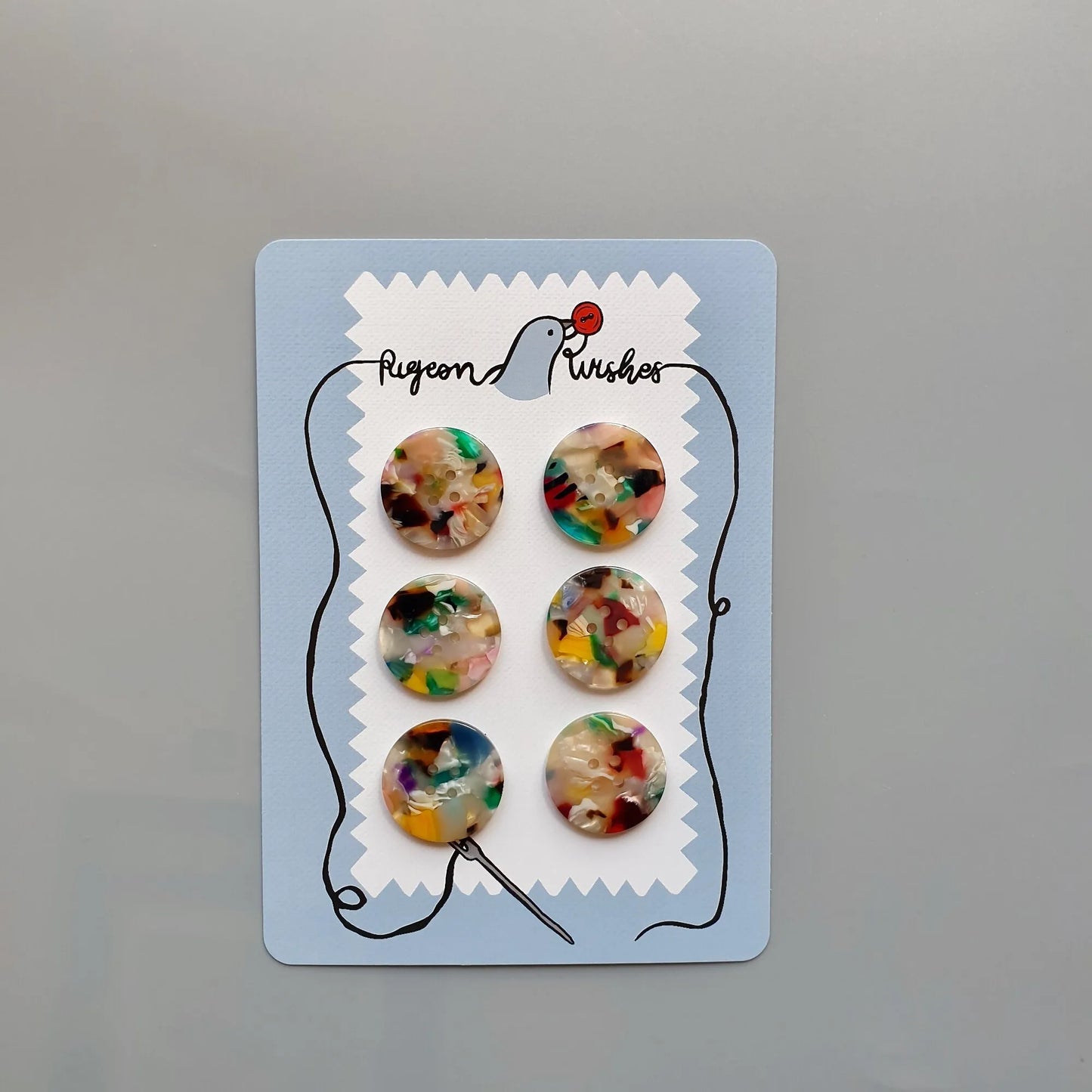 Pigeon wishes Buttons - Painterly button card (25mm coating size)