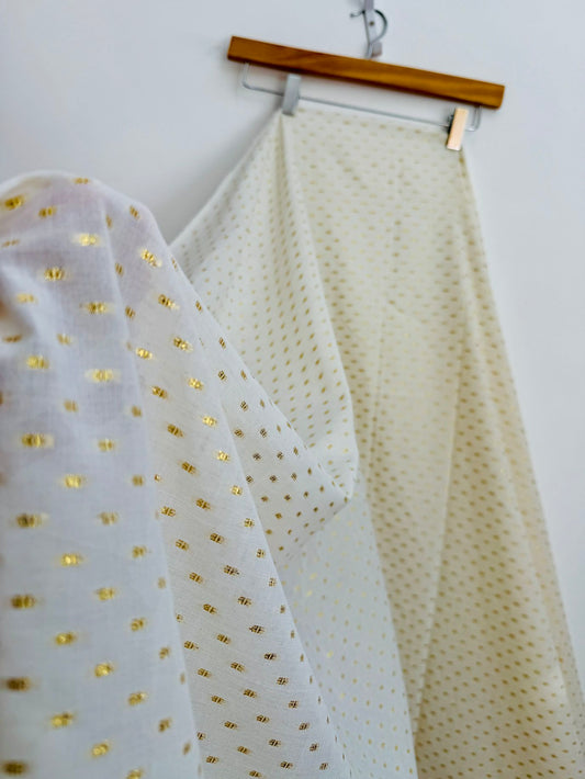 Gold Lurex Cotton Dobby Spot - Deadstock