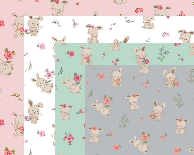 Organic Sweet Bunny Cotton Poplin - white