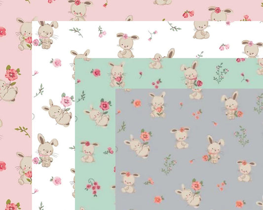 Organic Sweet Bunny Cotton Poplin - white