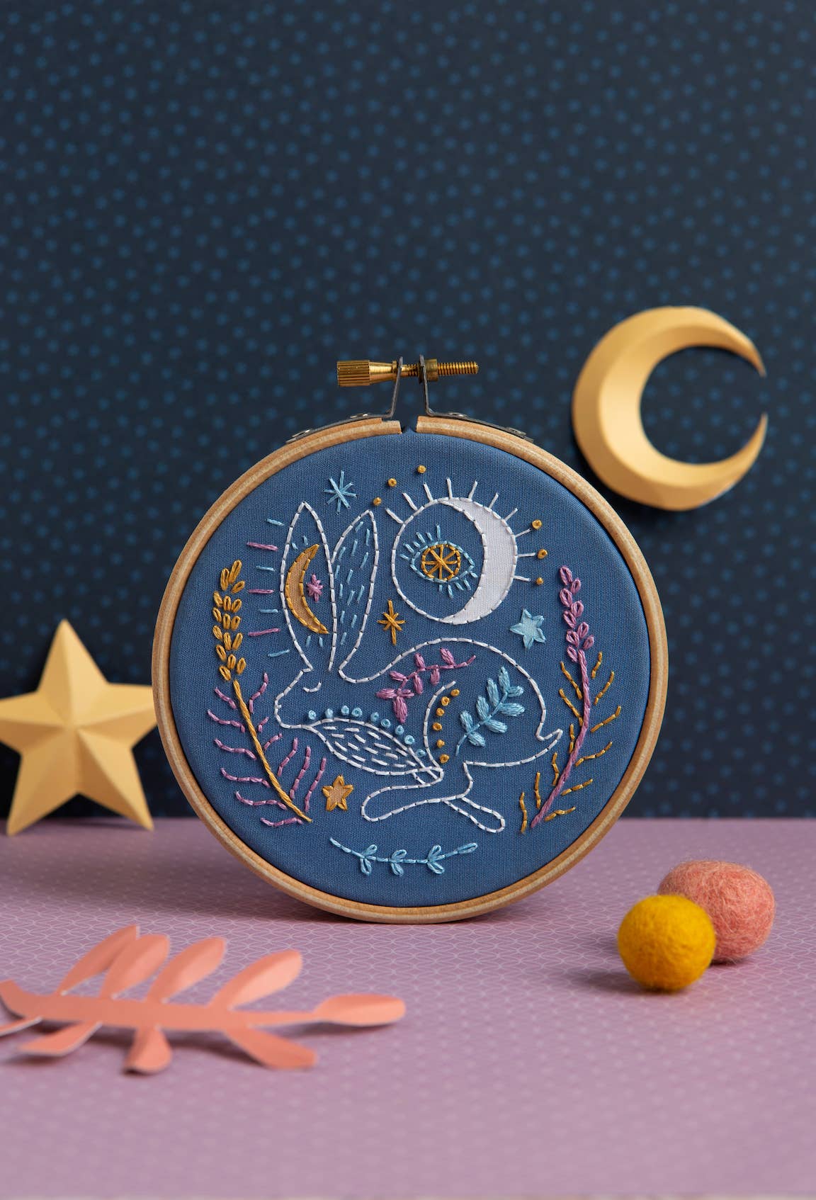 Celestial Hare Mini Embroidery Kit | Craft Kit for Beginners