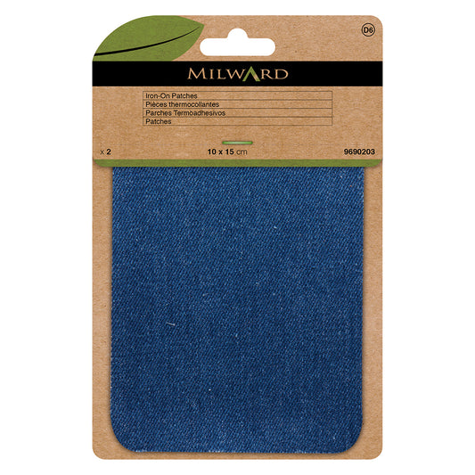 Iron-on patches mid-blue denim