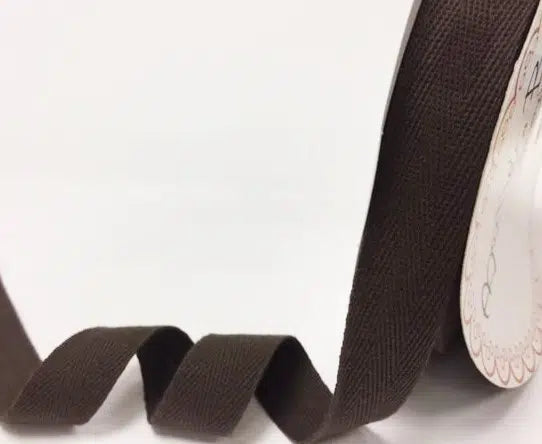 Cotton herringbone webbing 25 mm brown