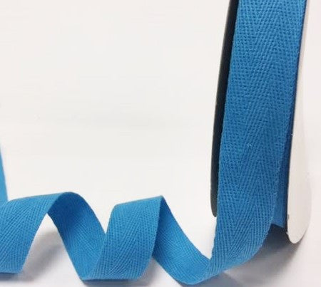 Cotton herringbone webbing 25 mm turquoise