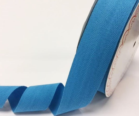 Cotton herringbone webbing 40 mm. Turquoise