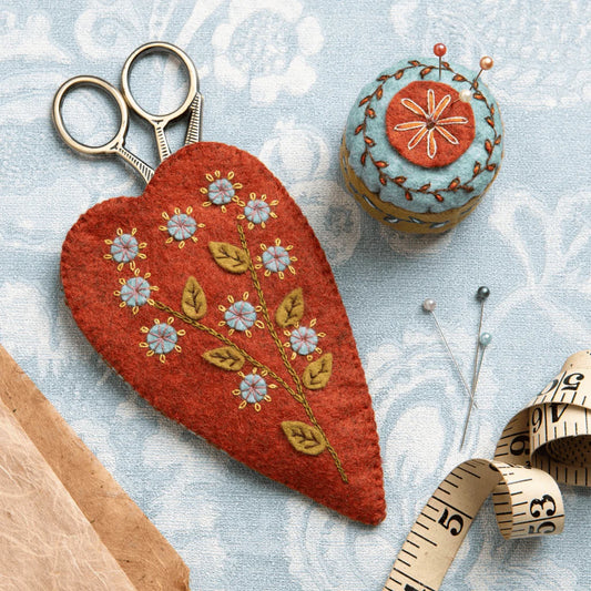 Corinne Lapierre Felt Craft Kit - Embroidered Scissors Pouch and Mini Pincushion
