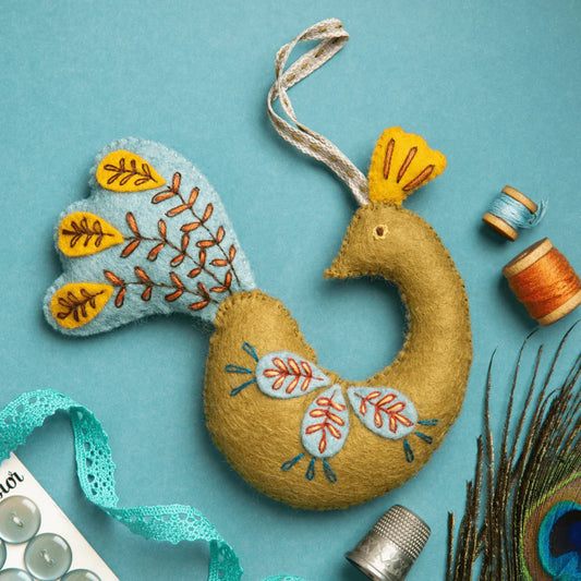 Corinne Lapierre Felt Craft Kit - Folk Embroidered Peacock