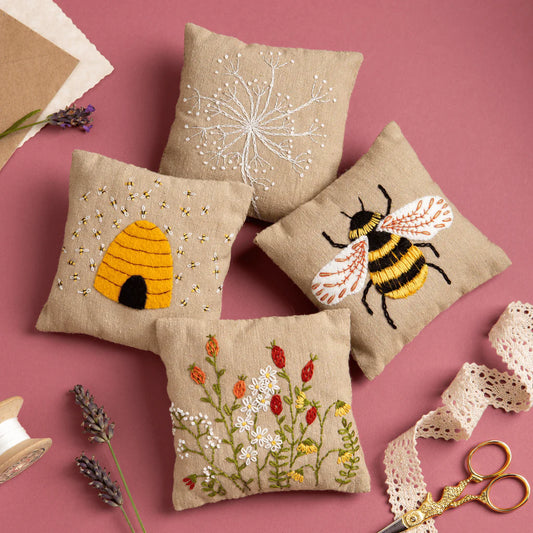 Corinne Lapierre - Linen Lavender Bags Embroidery Kit Bees
