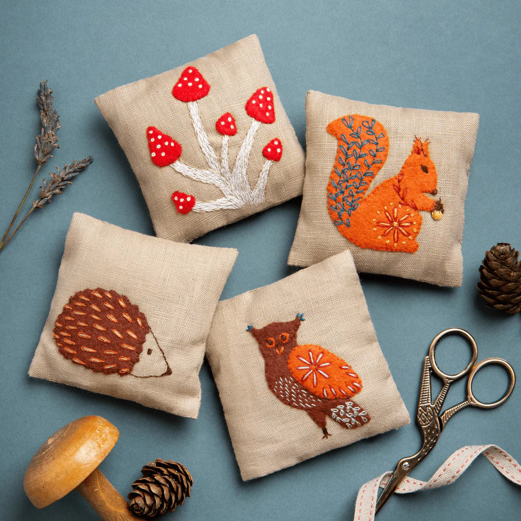Corinne Lapierre Linen Lavender Bags Embroidery Kit Woodland