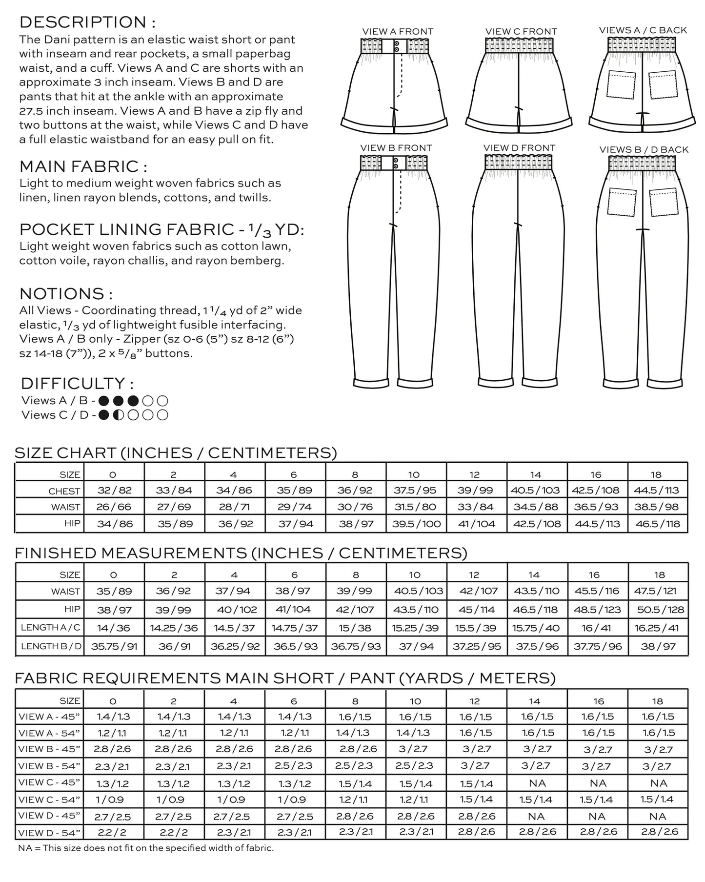 Dani Short & Pant sizes 0-18 True Bias