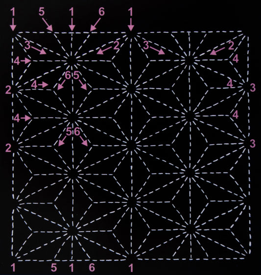 Sashiko: Template: 6in: Asa no ha (hemp leaf)