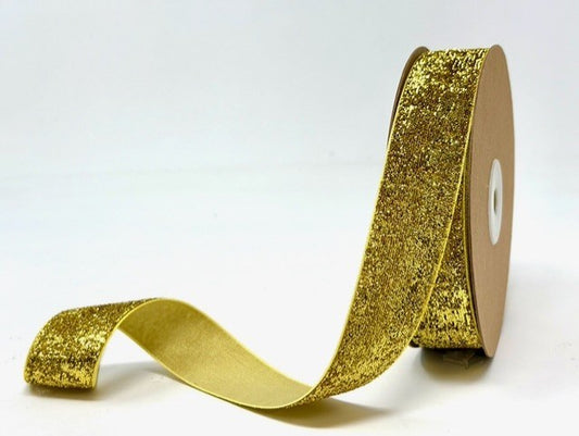 Velvet Ribbon 25mm Glitter Gold