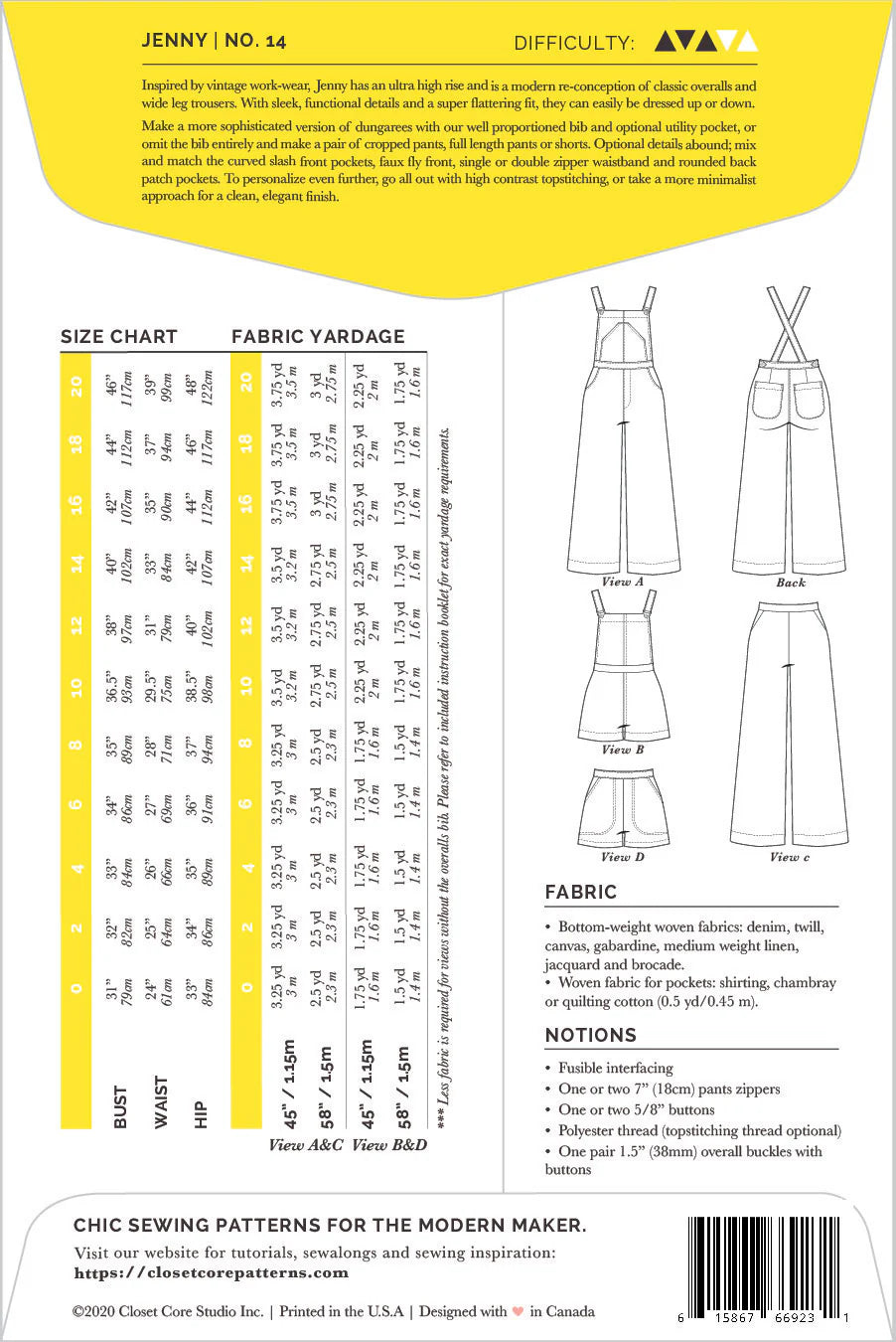 Jenny Trousers and Overall By Closet Core Patterns
