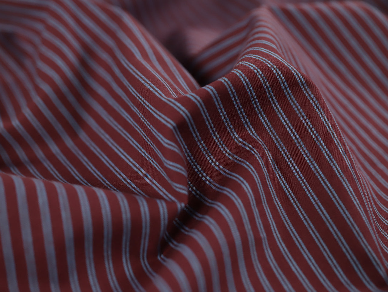 Oscar Stripe Cotton Poplin - Burgundy