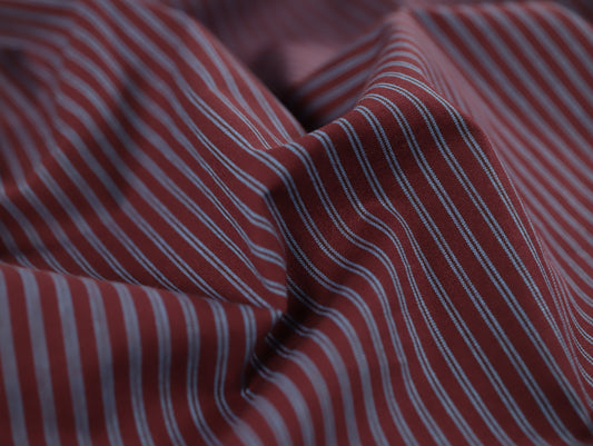 Oscar Stripe Cotton Poplin - Burgundy