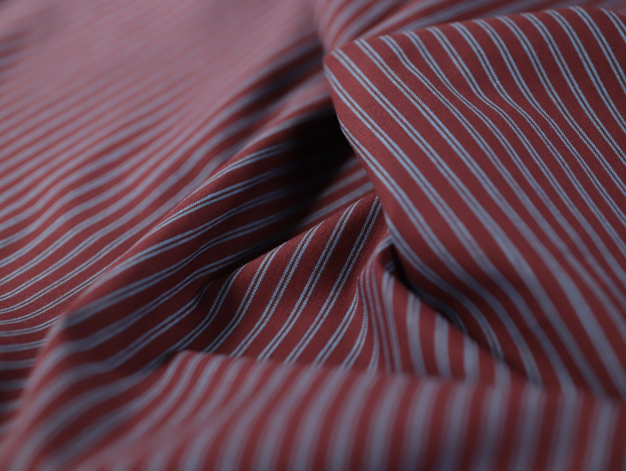 Oscar Stripe Cotton Poplin - Burgundy