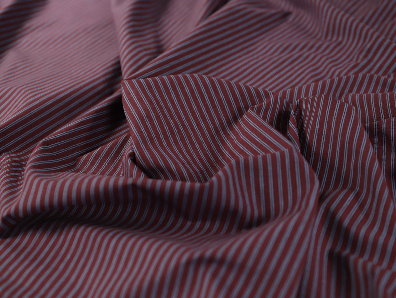 Oscar Stripe Cotton Poplin - Burgundy