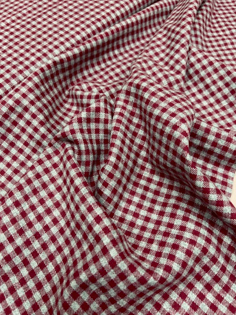 Brick Red And Grey Small Check Brushed Flannel From Glenrock By Modelo Fabrics