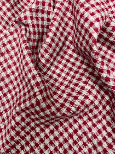 Brick Red And Grey Small Check Brushed Flannel From Glenrock By Modelo Fabrics