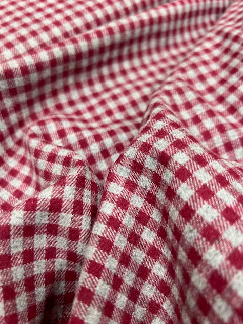 Brick Red And Grey Small Check Brushed Flannel From Glenrock By Modelo Fabrics