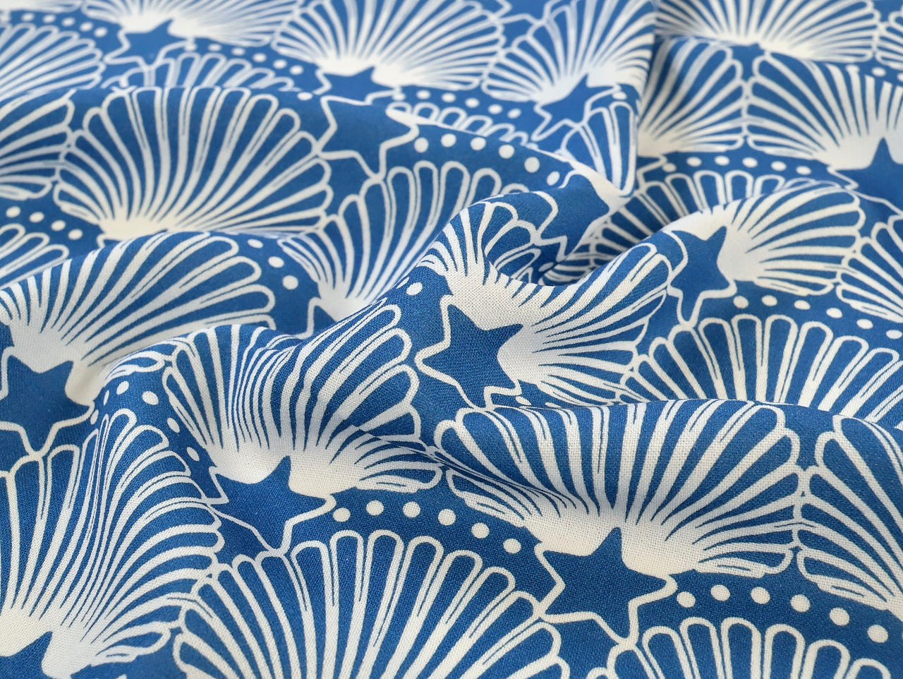 Scallop Star Viscose & Linen - Blue