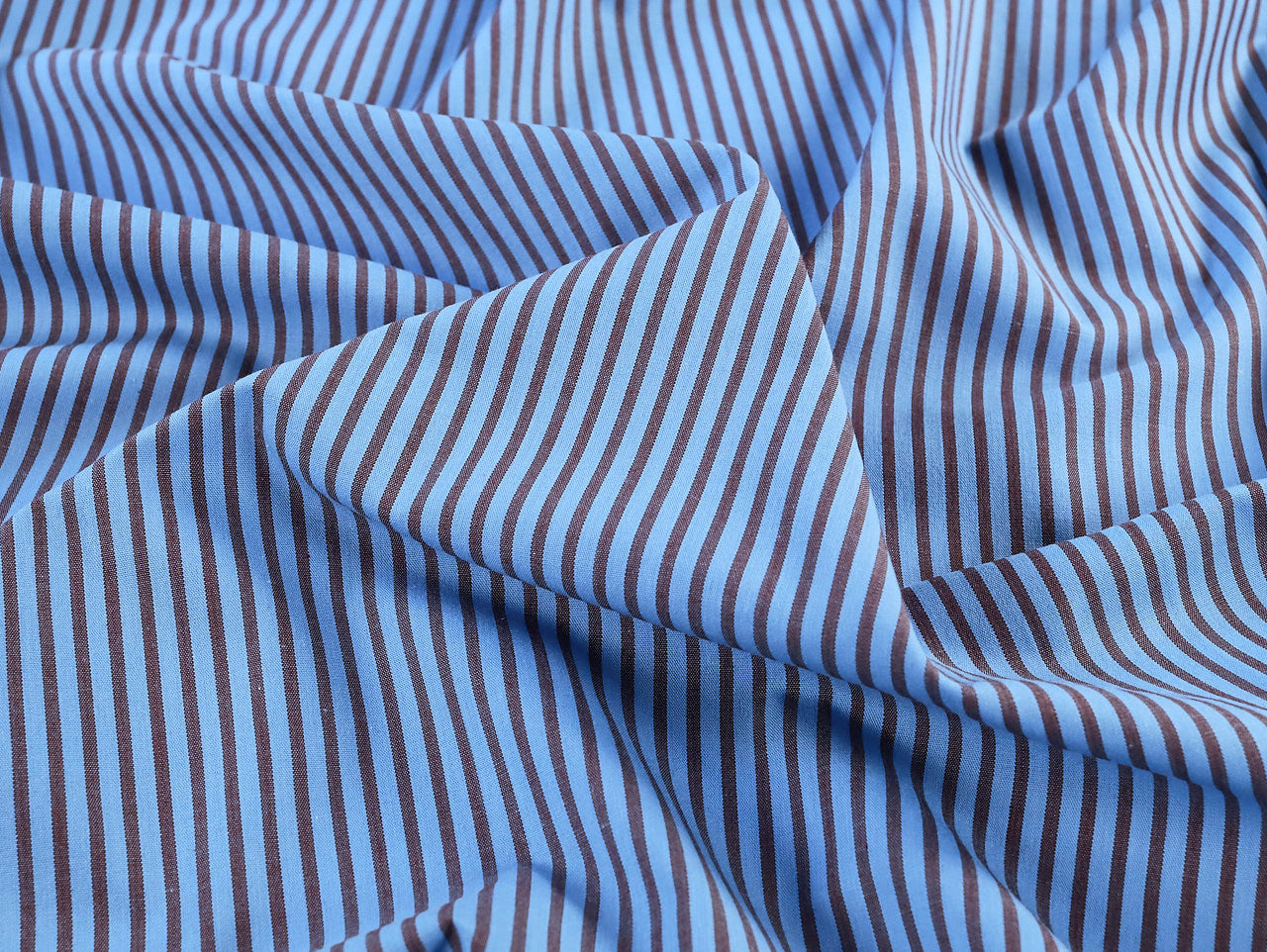 Oscar Stripe Cotton Poplin - Sky Blue
