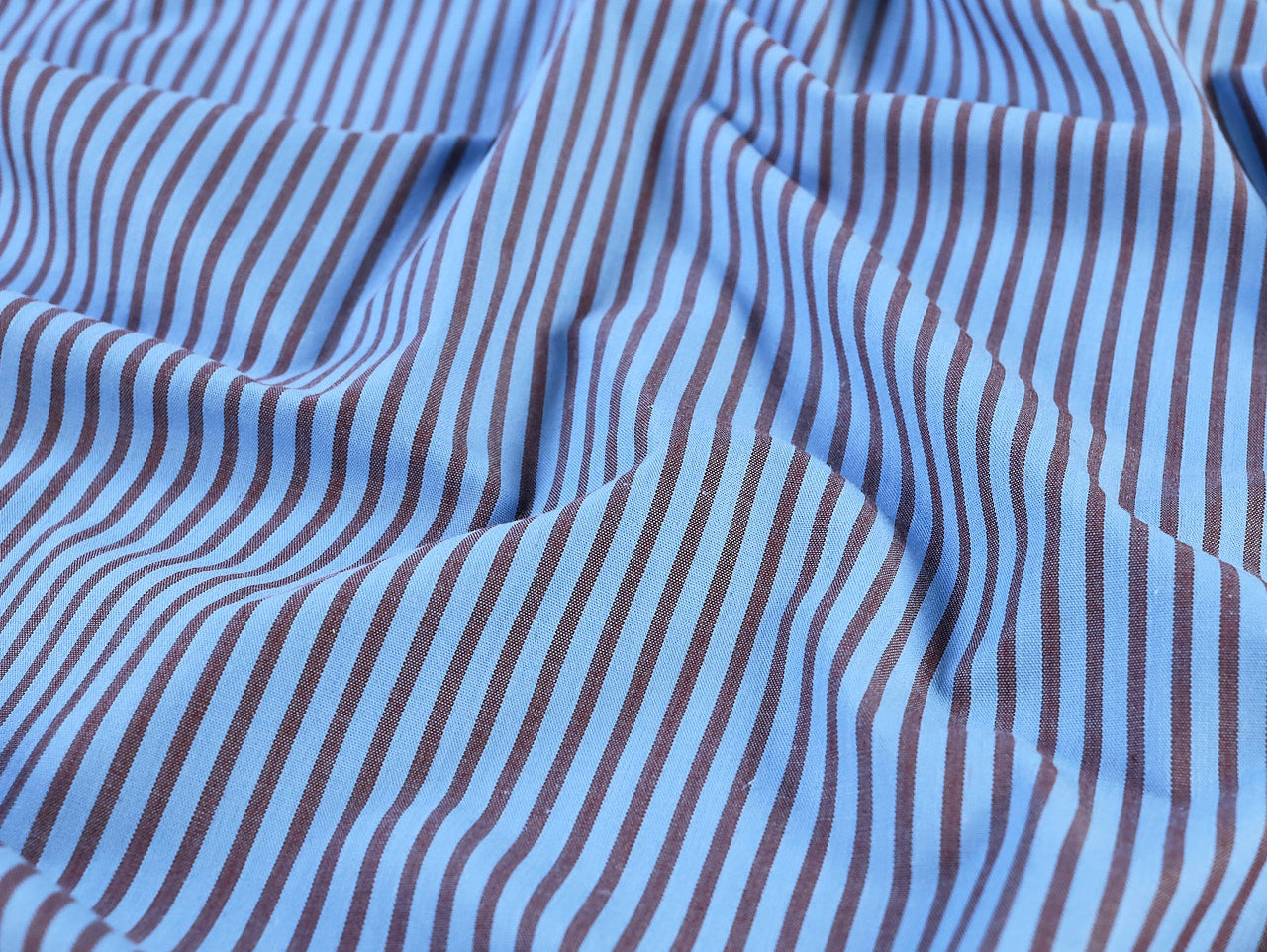 Oscar Stripe Cotton Poplin - Sky Blue