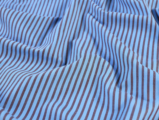 Oscar Stripe Cotton Poplin - Sky Blue