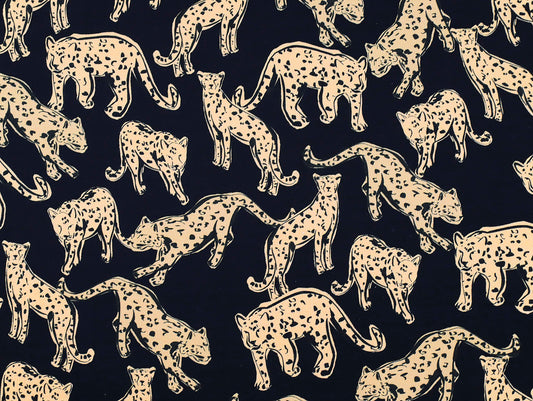 Fabric Godmother - Shadow Leopard Viscose Crepe - Black
