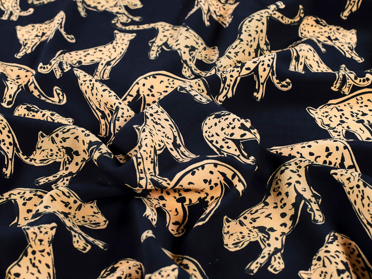 Fabric Godmother - Shadow Leopard Viscose Crepe - Black