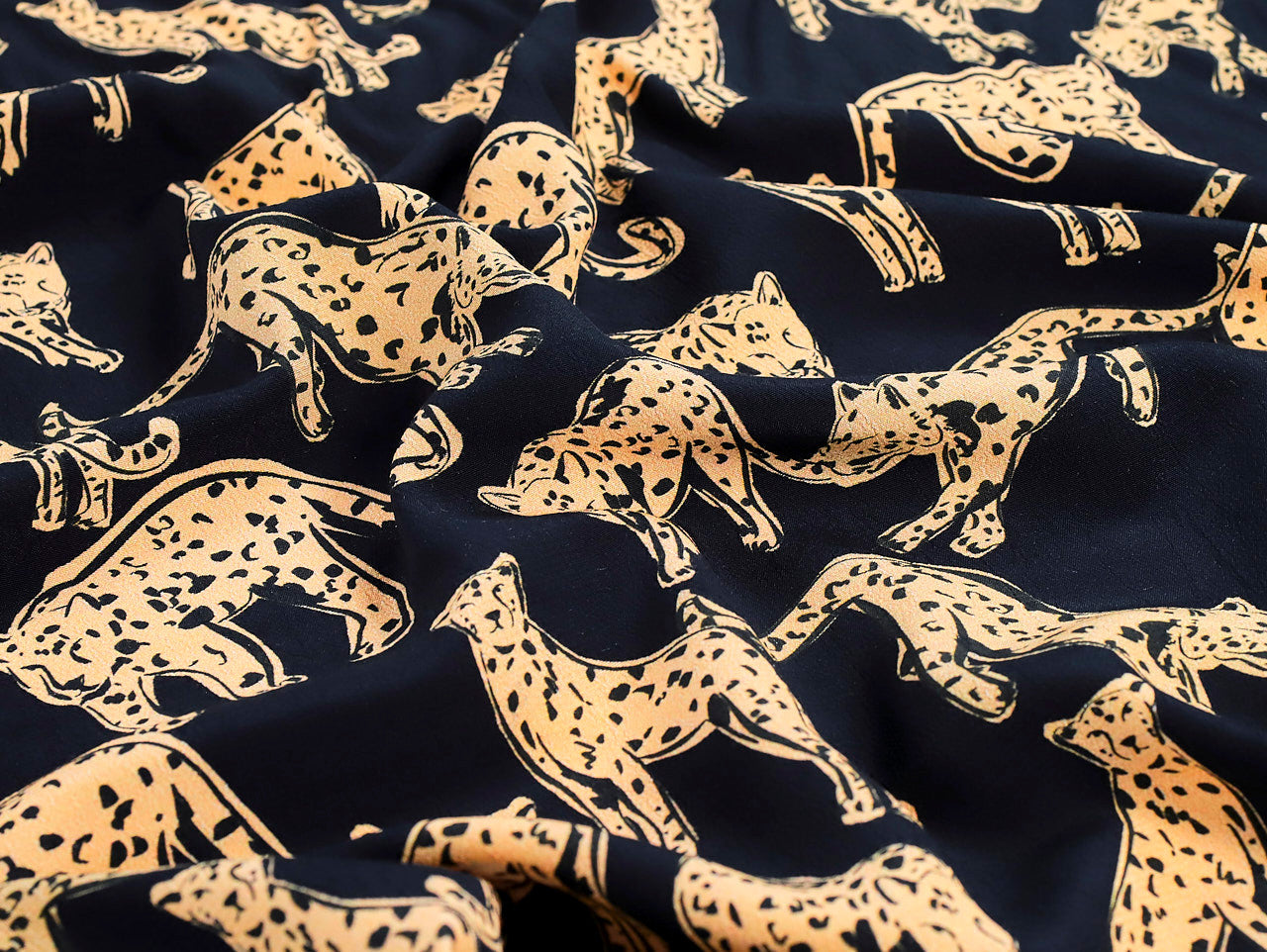 Fabric Godmother - Shadow Leopard Viscose Crepe - Black