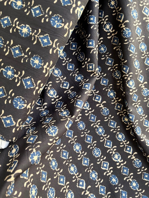 Indigo Abstract Indian Block Print In Cotton