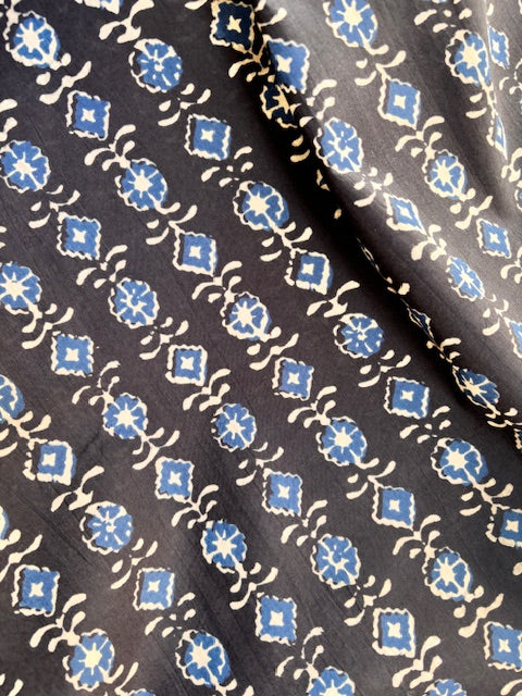 Indigo Abstract Indian Block Print In Cotton