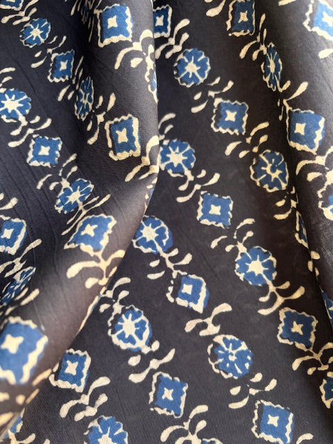 Indigo Abstract Indian Block Print In Cotton