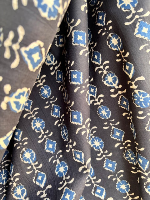 Indigo Abstract Indian Block Print In Cotton