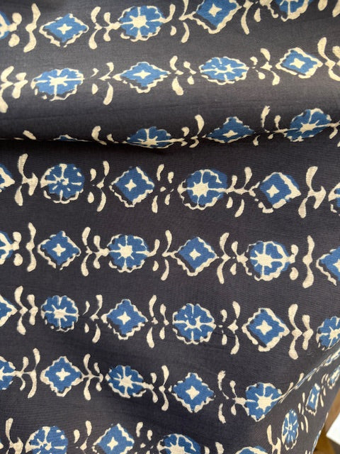 Indigo Abstract Indian Block Print In Cotton