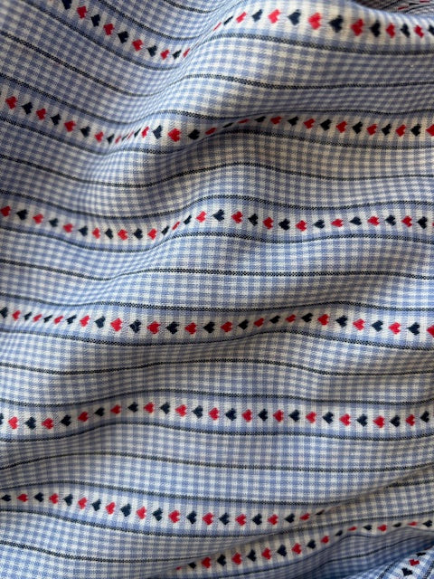 COTTON JACQUARD HEARTS - LIGHT BLUE