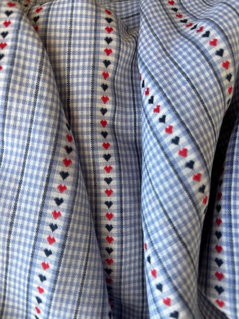 COTTON JACQUARD HEARTS - LIGHT BLUE