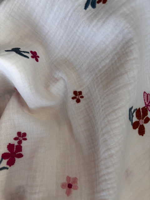 DOUBLE GAUZE EMBROIDERY FLOWERS