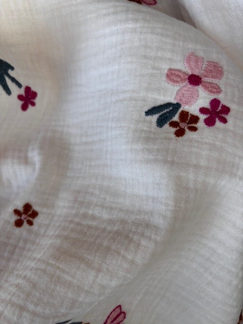DOUBLE GAUZE EMBROIDERY FLOWERS
