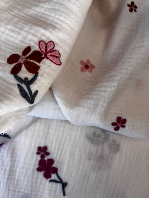 DOUBLE GAUZE EMBROIDERY FLOWERS