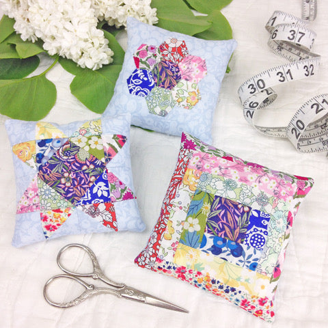 Alice Caroline - Liberty Tana Lawn Fabric Three Patchwork Pin Cushion Kit