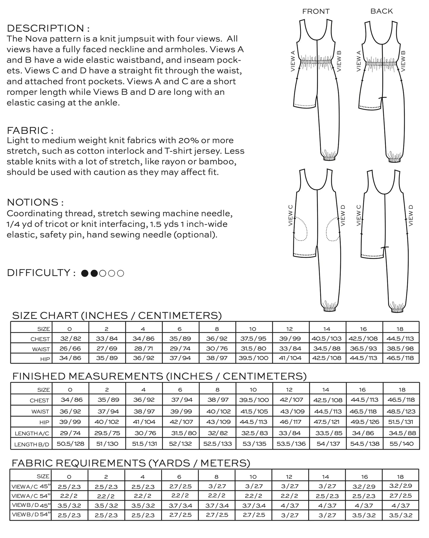 Nova Jumpsuit Pattern Size 0-18 by True Bias
