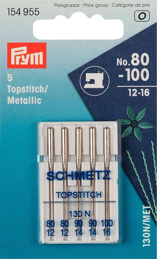 Prym - Sew Machine Needle Sys130N/MET Topstitch/Metc 80-1 x 5pc