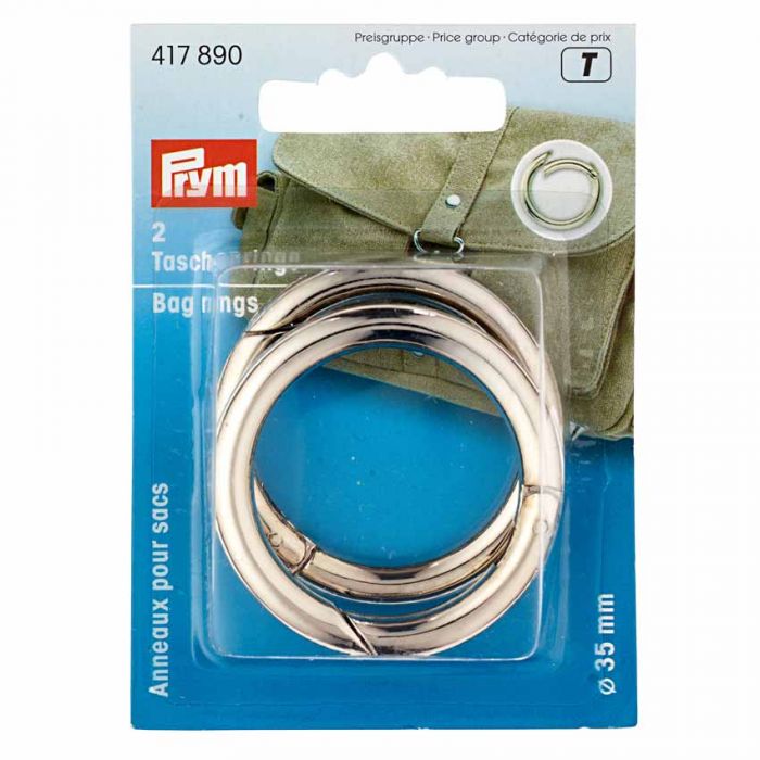 Prym Bag Ring 35mm Silver Coloured 2pcs